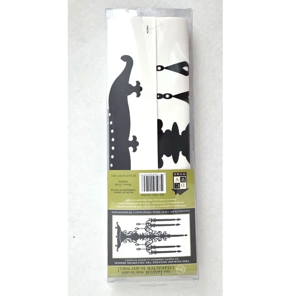 DCWV Once Upon A Wall Candelabra Peel & Stick Black Vinyl Decal Rhinestones